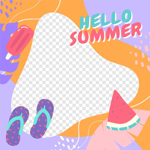 Flat design summer facebook frame design