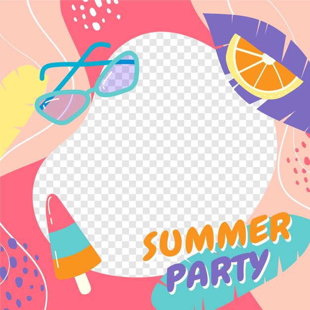 Flat design summer facebook frame design