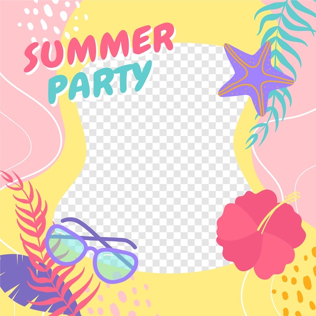 Flat design summer facebook frame design