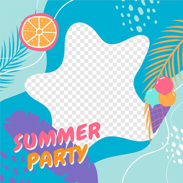 Flat design summer facebook frame design