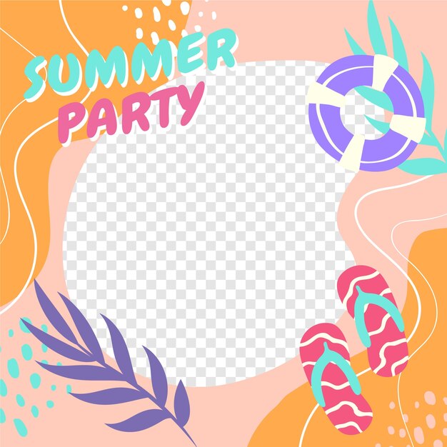 Flat design summer facebook frame design