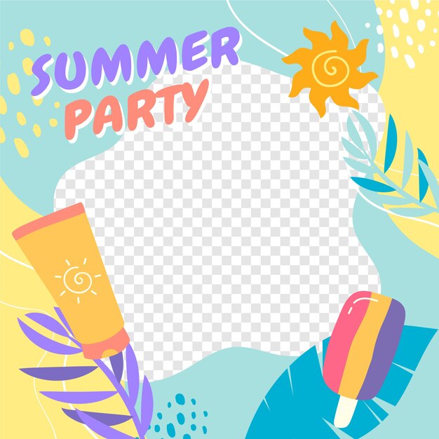 Flat design summer facebook frame design