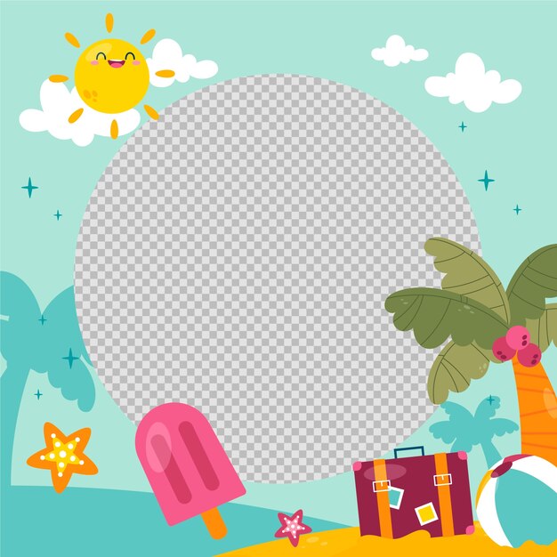 Flat design summer facebook frame