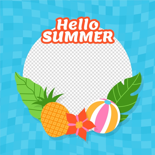 Flat design summer facebook frame