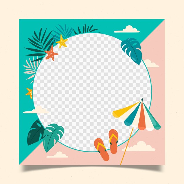 Flat design summer facebook frame