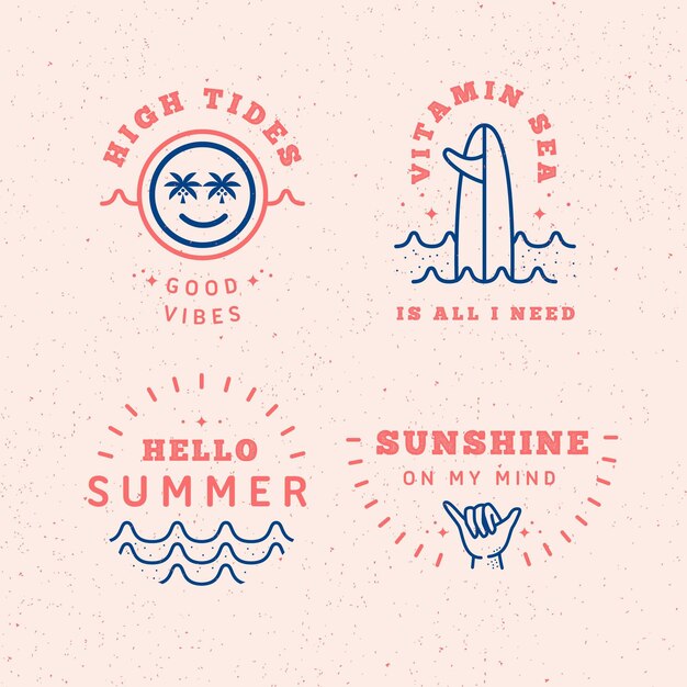 Flat design summer labels collection