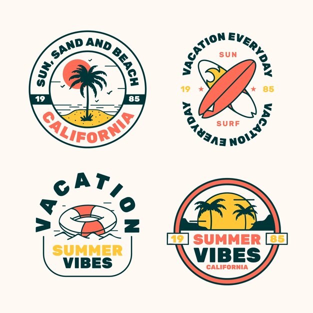 Flat design summer labels set