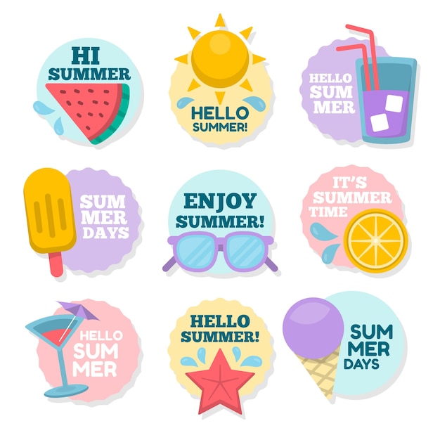 Flat design summer labels