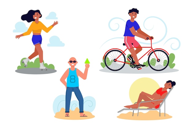 Free Vector flat design summer outdoor activities collection