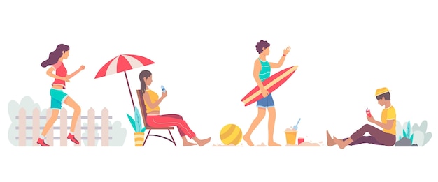 Flat design summer outdoor activities set