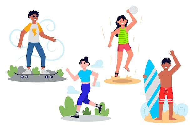 Free Vector flat design summer outdoor activities