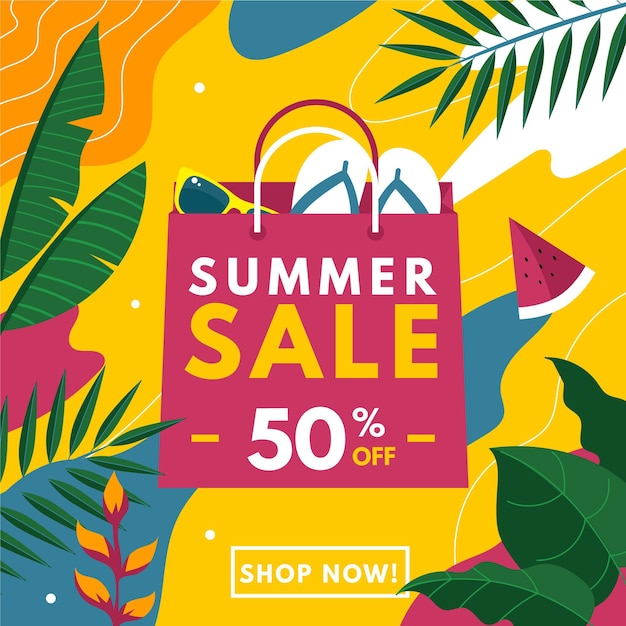 Flat design summer sale concept