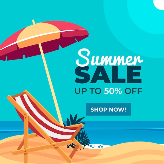 Flat design summer sale concept