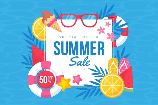 Flat design summer seasonal sales theme