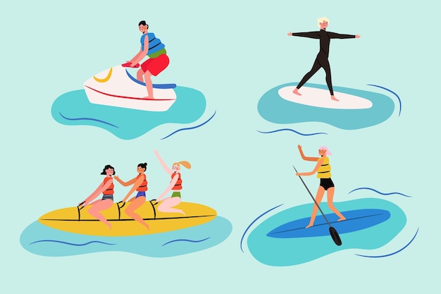 Flat design summer sports illustration