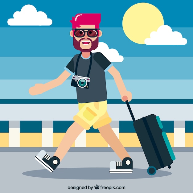 Free Vector flat design summer tourist 