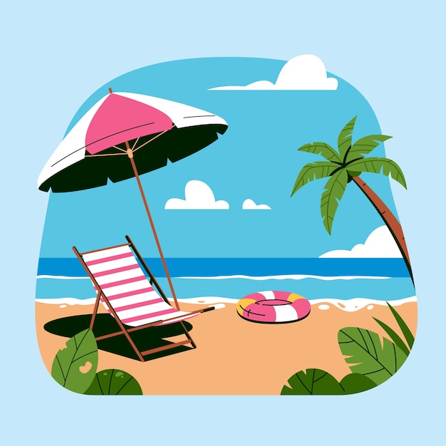 Flat design sunbed illustration