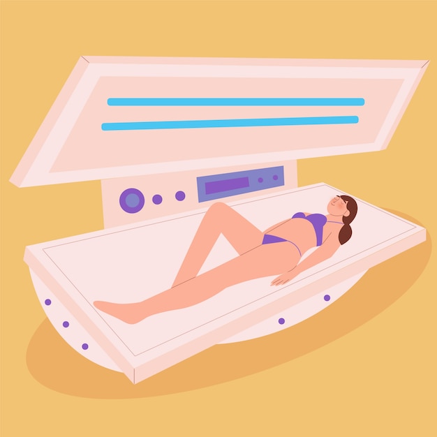 Free Vector flat design sunbed tanning illustration