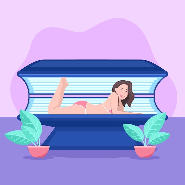 Free Vector flat design sunbed tanning illustration