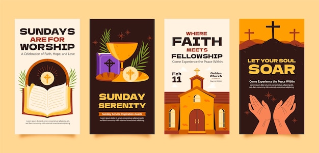 Free Vector flat design sunday service instagram stories