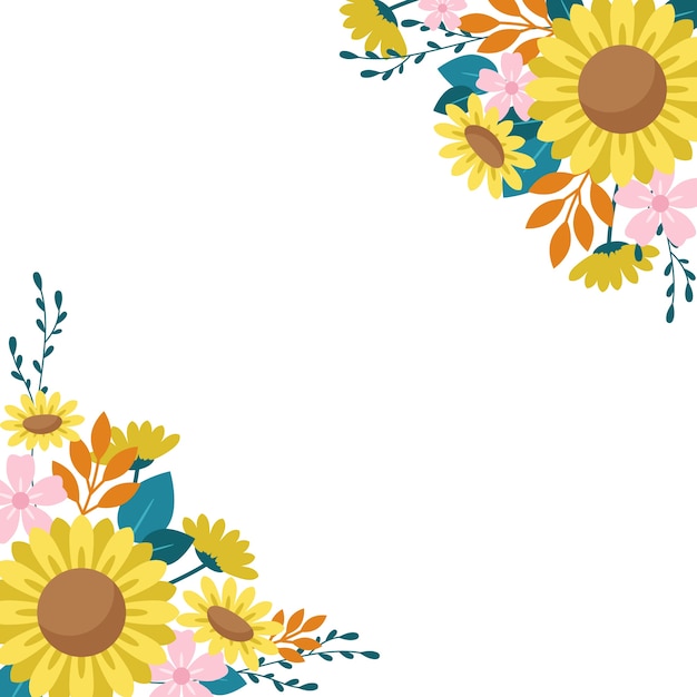 Flat design sunflower border set