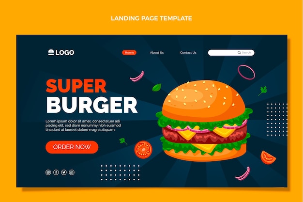 Free vector flat design super burger landing page