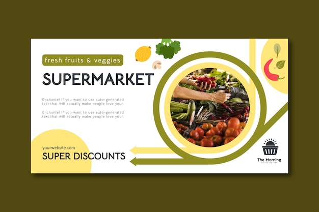 Flat design supermarket facebook post template