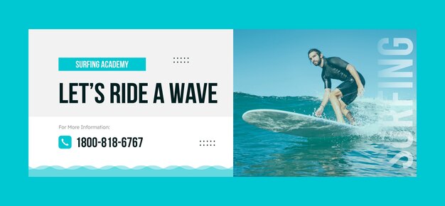 Flat design surfing facebook cover