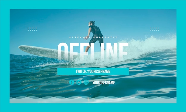 Flat design surfing twitch background