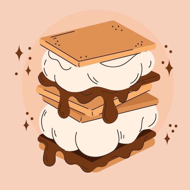 Flat design sweet s'more illustration