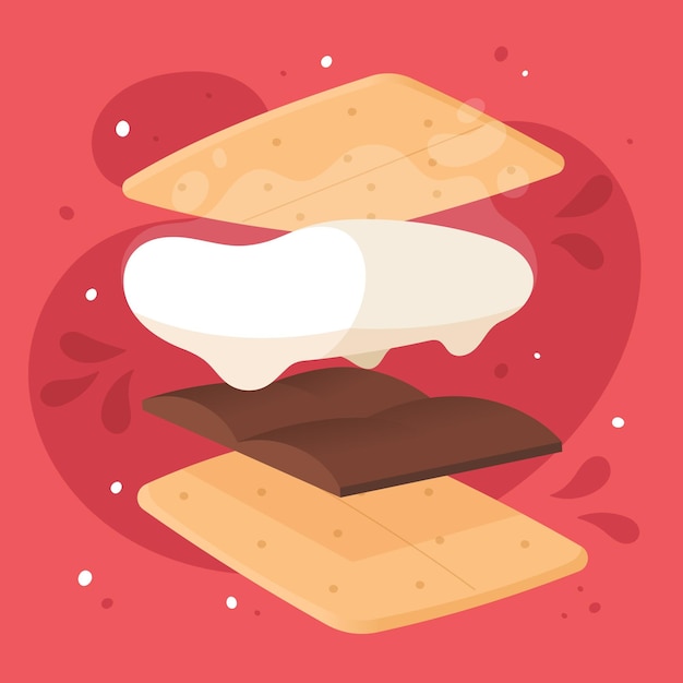 Free vector flat design sweet s'more illustration