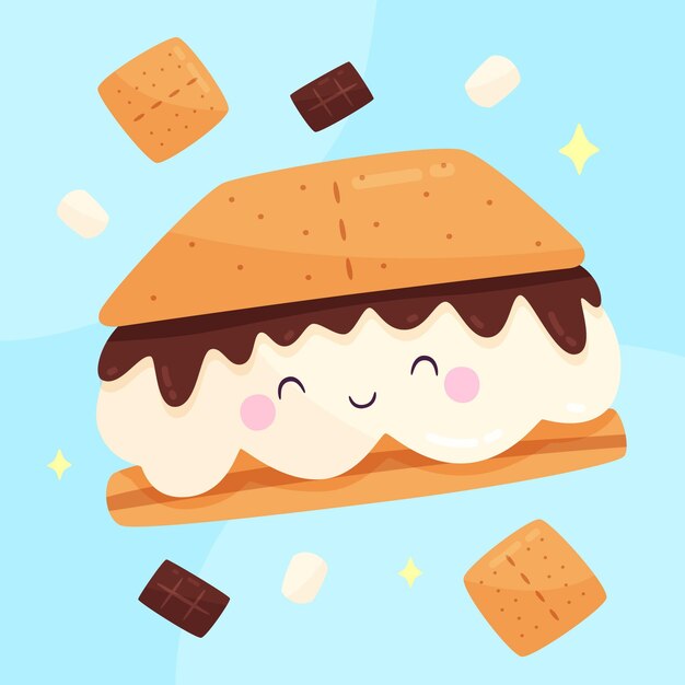 Flat design sweet s'more illustration