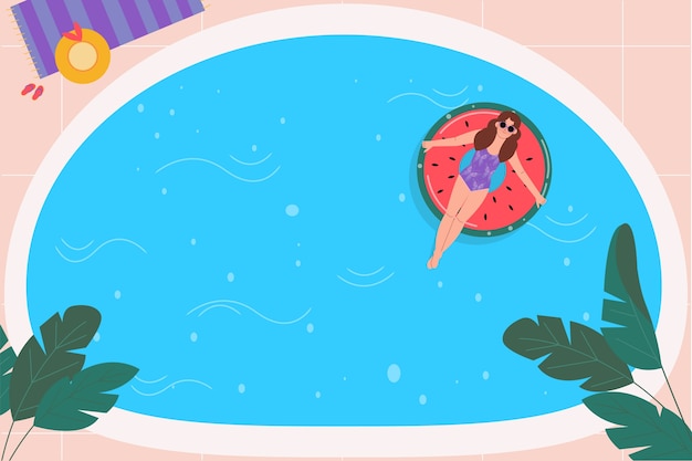 Flat design swimming pool background