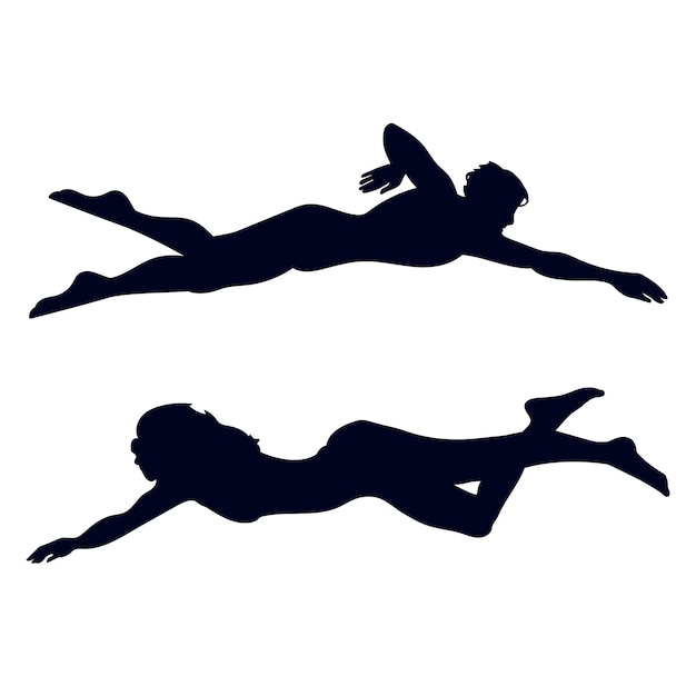 Free Vector flat design swimming  silhouette illustration