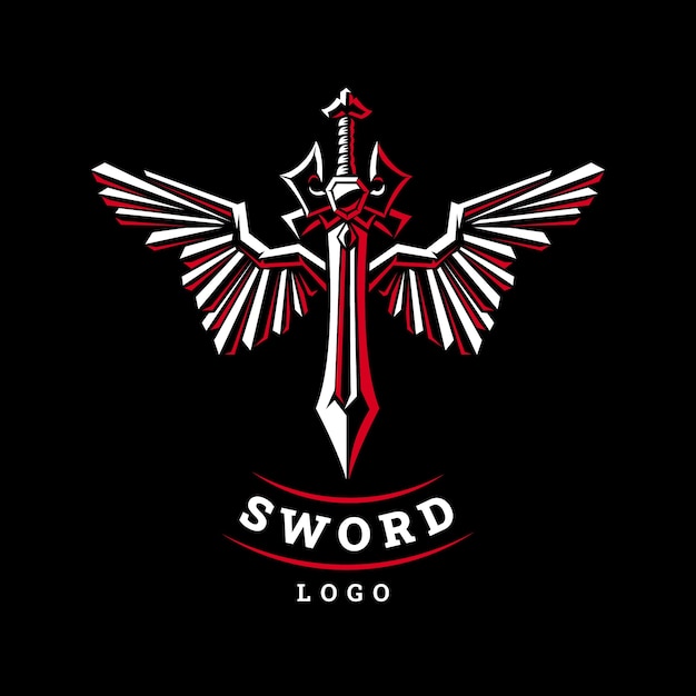 Free Vector flat design sword wings logo