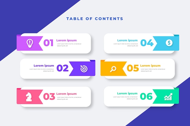 Free Vector flat design table of contents infographic template