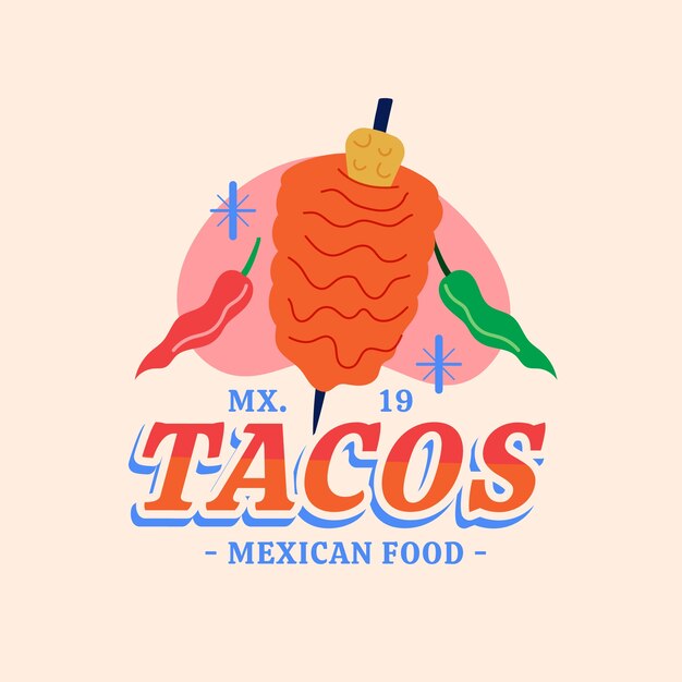 Flat design taqueria logo template