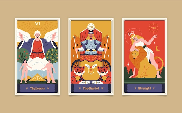 Free Vector flat design tarot cards illustrations