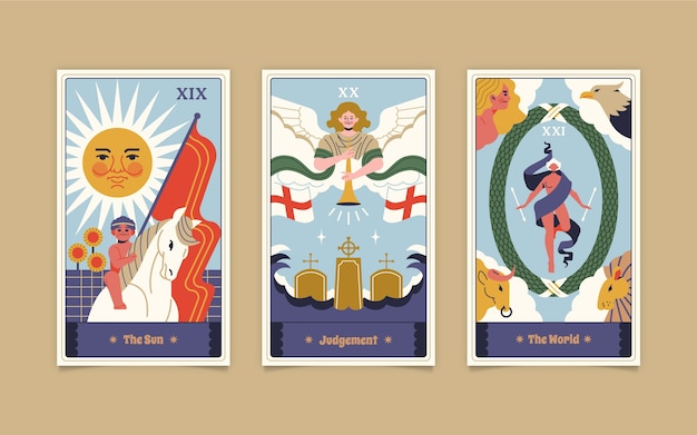 Free Vector flat design tarot cards illustrations