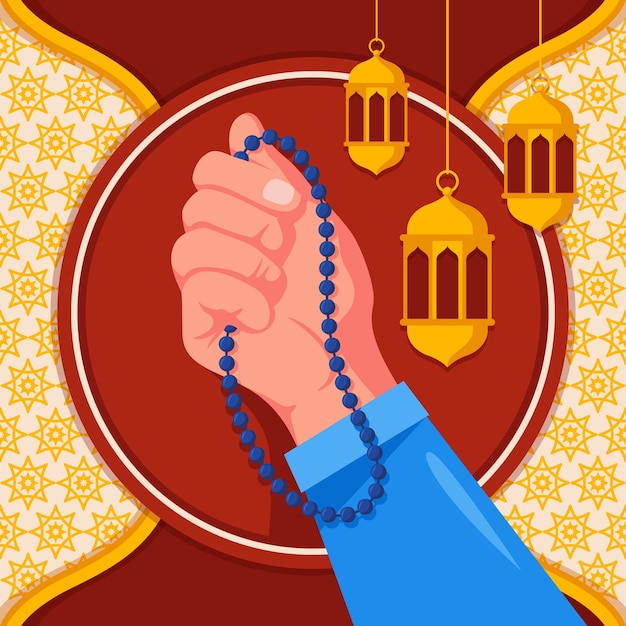 Flat design tasbih illustration