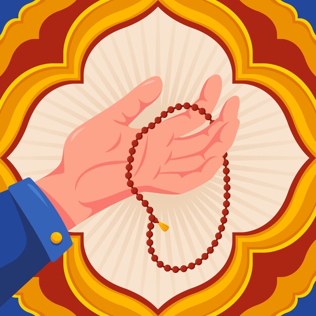 Flat design tasbih illustration