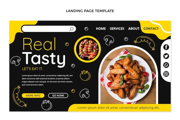 Flat design tasty food landing page