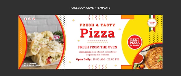 Flat design tasty pizza facebook cover