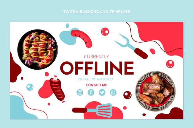 Flat design tasty sausage twitch background