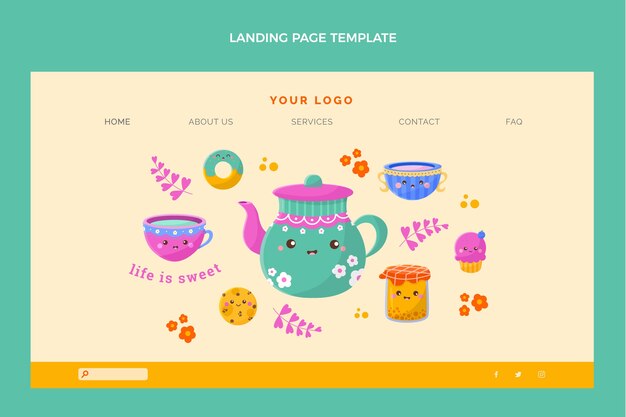 Free vector flat design tea house landing page