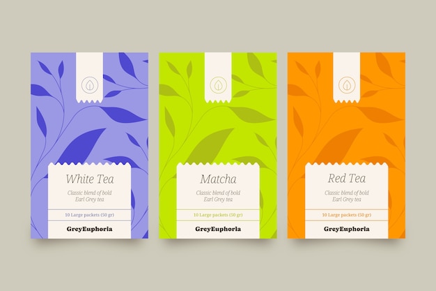 Free Vector flat design tea label template set