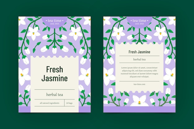 Flat design tea label template