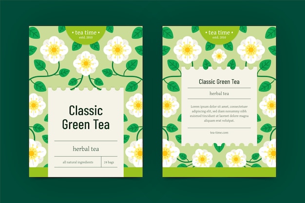 Flat design tea label template