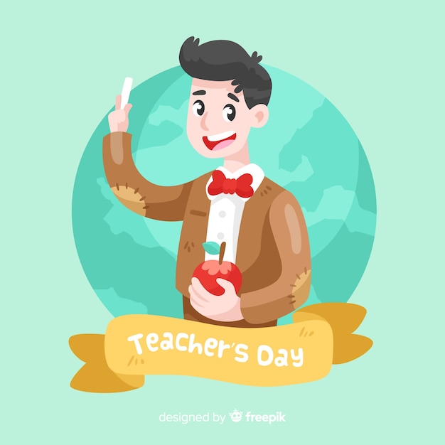 Flat design teachers day background