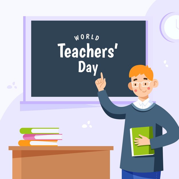 Flat design teachers day concept